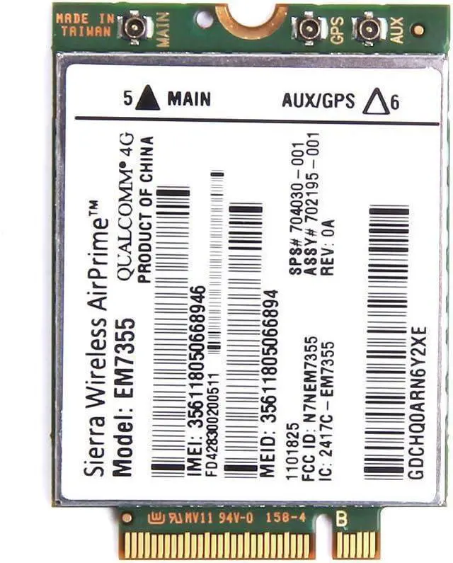 Main image of EM7355 LT4111 GOBI 4G LTE WWAN HSPA+ 4G Module NGFF(M.2) CARD SPS : 704030-001