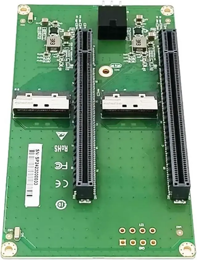 Alt view image 2 of 5 - Dual MCIO 8I to 2* PCIe5.0 x16 Slot Riser Card with ATX 2 * 3 pin GPU Power Connector