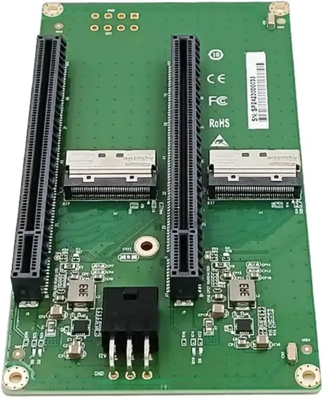 Alt view image 3 of 5 - Dual MCIO 8I to 2* PCIe5.0 x16 Slot Riser Card with ATX 2 * 3 pin GPU Power Connector