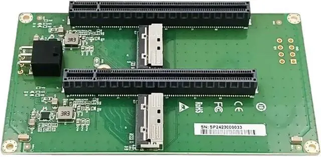 Alt view image 4 of 5 - Dual MCIO 8I to 2* PCIe5.0 x16 Slot Riser Card with ATX 2 * 3 pin GPU Power Connector
