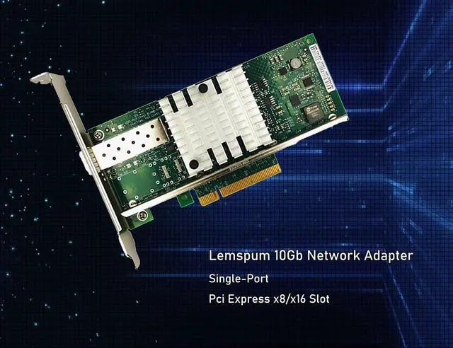 Alt view image 3 of 5 - Ethernet Network Adapter 82599EN Chip X520-DA1 1xSPF+ Port PCI-E x8,x16 NIC Card Support Windows Server/7/8/10/VMware