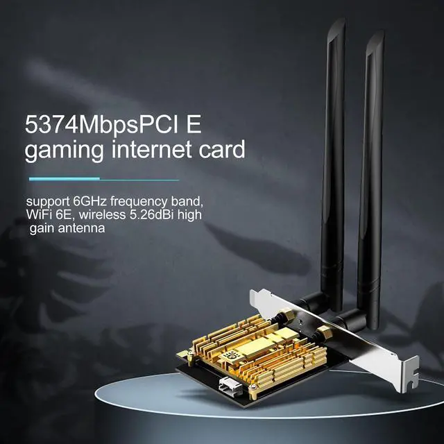 Alt view image 3 of 7 - PCI e Wireless Adapter, WiFi 6E 110 Channels, 2 X 6Dbi High Gain Antennas, 2.4G 5.8G 6Ghz, PCI e WiFi BT 5.2, Ax210 Chip for Windows Suitable for BT Headset Mouse