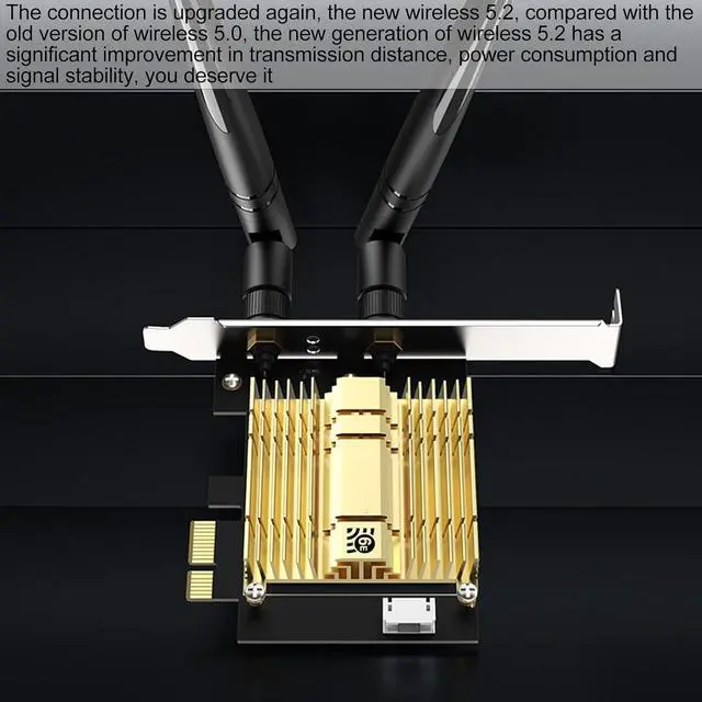 Alt view image 4 of 7 - PCI e Wireless Adapter, WiFi 6E 110 Channels, 2 X 6Dbi High Gain Antennas, 2.4G 5.8G 6Ghz, PCI e WiFi BT 5.2, Ax210 Chip for Windows Suitable for BT Headset Mouse