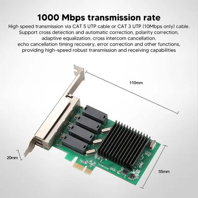 Alt view image 6 of 7 - PCIe Network Card 10/100/1000Mbps NIC Controller, Gigabit Ethernet Card for Easy Computer Server Connection, Widely Compatible, Wake on LAN, Full Duplex Control
