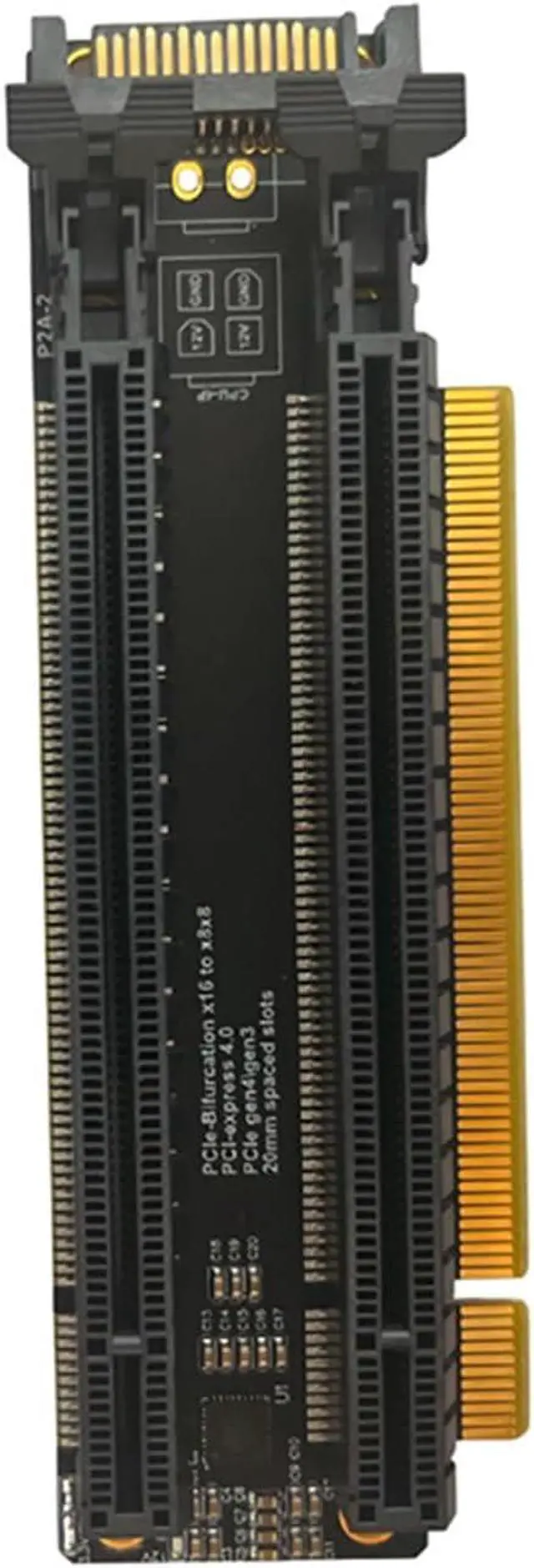 Alt view image 7 of 7 - PCIe-Bifurcation X16 to X8X8 Expansion Card PCIE Gen4 X16 1 to 2 Port Split Adapter Card / 4P Power Port