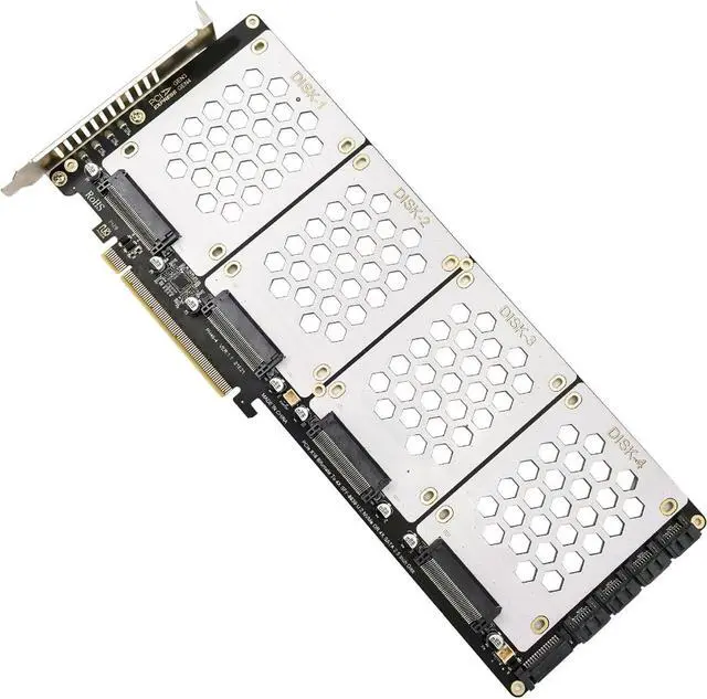Main image of 4Slot SFF8639 NVMe Solid Disk to pieceIe X16 Expansion Card, Piece Internal Conversion with Heat Dissipation Pattern