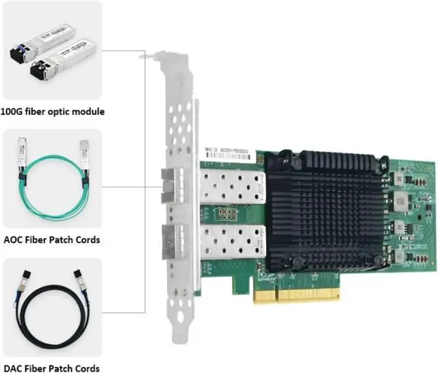 Alt view image 2 of 4 - PCIe x8 Dual-Port 25G SFP28 Ethernet Network Adapter (1ntel E810)