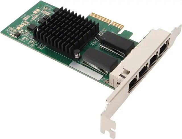 Alt view image 3 of 7 - PCIe Network Card 4 Ports Gigabit Ethernet Card, PCI 20. 5 GTs Network Adapter, 1000Mbps RJ45 Desktop Network Card for Server Computer with Bracket, Compatible