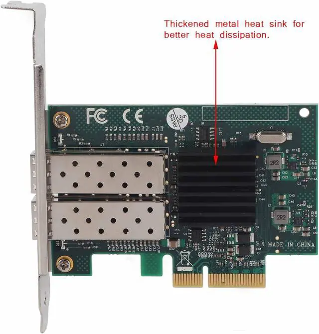 Alt view image 5 of 7 - Dual Port Gigabit Fiber Network Card Adapter, PCI E X4 Interface, 82576EB Chip, 10/100/1000 Mbps, Gold Plated for Fast Transmission, Thickened Metal Heat Sink, Wide