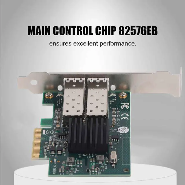 Alt view image 4 of 7 - Dual Port Gigabit Fiber Network Card Adapter, PCI E X4 Interface, 82576EB Chip, 10/100/1000 Mbps, Gold Plated for Fast Transmission, Thickened Metal Heat Sink, Wide