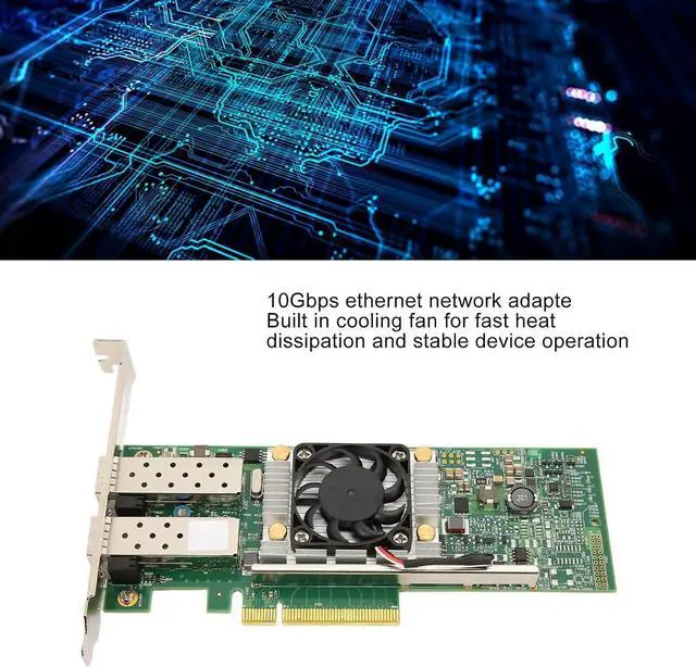 Alt view image 2 of 7 - BCM57810S 10GB Dual Port SFP PCIe X8 Ethernet Converged Network Adapter, 10Gbps Ethernet Network Card with Cooling Fan, Multifunction Server Network Card for Speed Data