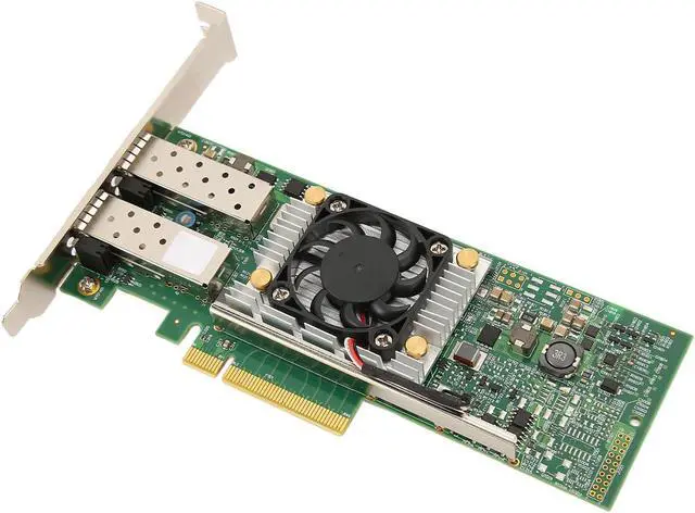 Alt view image 5 of 7 - BCM57810S 10GB Dual Port SFP PCIe X8 Ethernet Converged Network Adapter, 10Gbps Ethernet Network Card with Cooling Fan, Multifunction Server Network Card for Speed Data