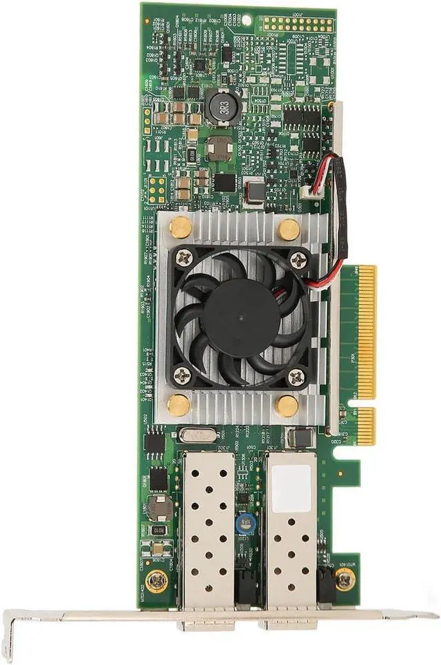 Alt view image 4 of 7 - BCM57810S 10GB Dual Port SFP PCIe X8 Ethernet Converged Network Adapter, 10Gbps Ethernet Network Card with Cooling Fan, Multifunction Server Network Card for Speed Data