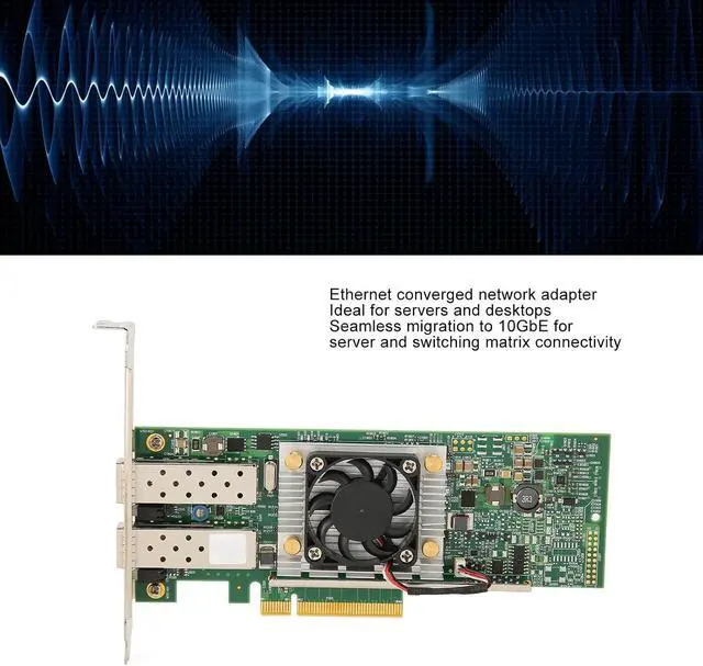 Alt view image 7 of 7 - BCM57810S 10GB Dual Port SFP PCIe X8 Ethernet Converged Network Adapter, 10Gbps Ethernet Network Card with Cooling Fan, Multifunction Server Network Card for Speed Data