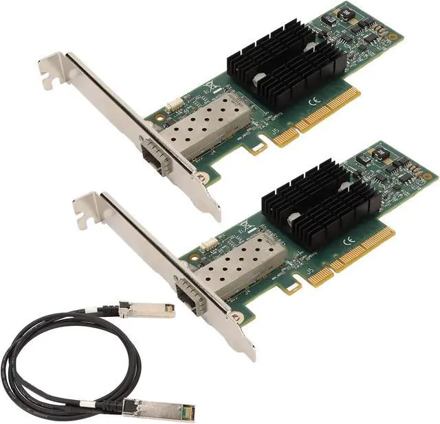 Alt view image 2 of 7 - 2PCS MNPA19 XTR 10Gb SFP PCIE Network Card with 3.28ft Cable, PCI Express X8 Ethernet Adapter for PC, Supports Multiple Operating Systems, 10Gbps Speed Upgrade