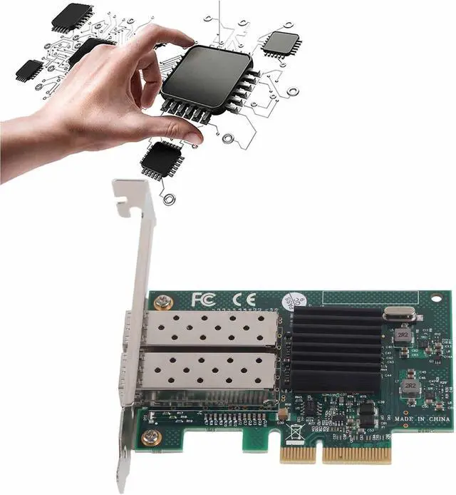 Alt view image 5 of 7 - Dual Port Gigabit Network Card Adapter, PCI E X4 Interface, 82576EB Chip, 10/100/1000 Mbps Data Rate, Gold Plated Connector for Fast and Better Heat