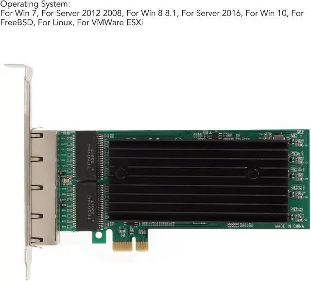 Alt view image 7 of 7 - 4 Port PCIe Gigabit Ethernet Card, PCI Network Adapter, 10 100 1000Mbps RJ45 LAN Card with JL82576EB Controller, Supports 7 8 10 Server 2012 2016 Freebsd VMWare ESXi