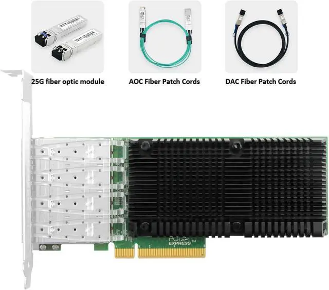 Alt view image 2 of 5 - HSES1027PF-4SFP28 PCIe4.0 x8 Quad-Port 25G SFP28 Ethernet Network Adapter (E810)