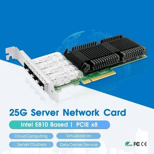 Alt view image 4 of 5 - HSES1027PF-4SFP28 PCIe4.0 x8 Quad-Port 25G SFP28 Ethernet Network Adapter (E810)