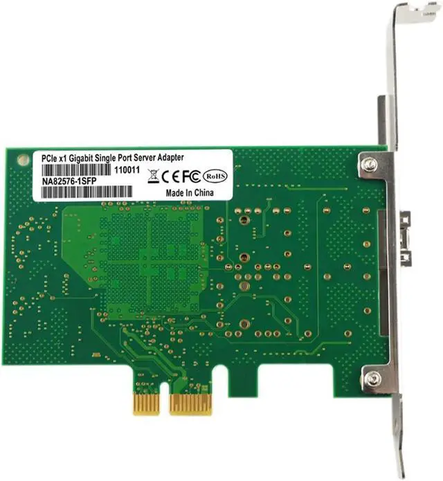 Alt view image 3 of 6 - Gigabit Ethernet Converged Network Adapter 82576 Chip, PCI-Ex1 Single Port Fiber Optic NA82576-1SFP