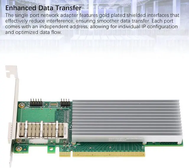 Alt view image 4 of 7 - Ethernet Network Card, 100G Single Port Network Adapter with Gold Plated Shielded Interfaces, Full Half Duplex, Compatible with Server 2016, Server 2019, RHEL 7.x