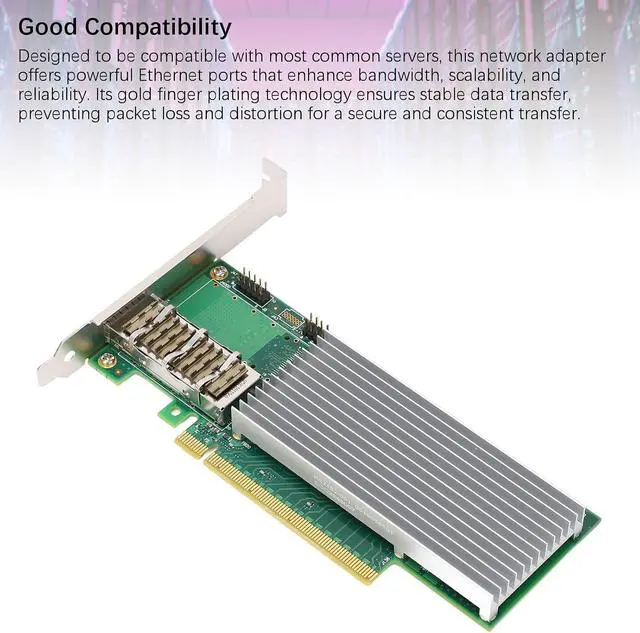 Alt view image 5 of 7 - Ethernet Network Card, 100G Single Port Network Adapter with Gold Plated Shielded Interfaces, Full Half Duplex, Compatible with Server 2016, Server 2019, RHEL 7.x