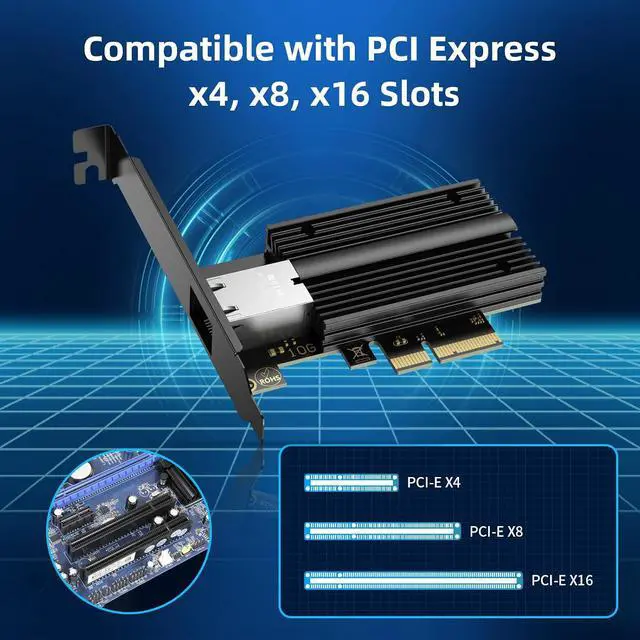 Alt view image 4 of 7 - QFly 10G PCIe Network Card PCIe, 10 Gigabit Ethernet Adapter with AQC113 Controller, 10Gb RJ45 Port NIC Card, Supports Windows10/11/Windows Server/Linux