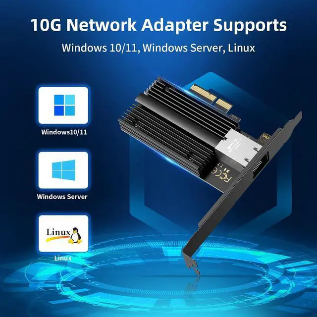 Alt view image 5 of 7 - QFly 10G PCIe Network Card PCIe, 10 Gigabit Ethernet Adapter with AQC113 Controller, 10Gb RJ45 Port NIC Card, Supports Windows10/11/Windows Server/Linux