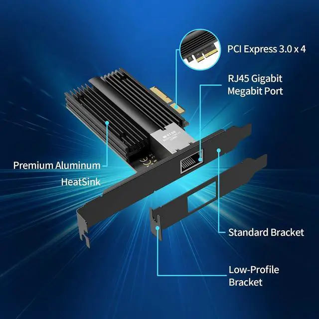 Alt view image 6 of 7 - QFly 10G PCIe Network Card PCIe, 10 Gigabit Ethernet Adapter with AQC113 Controller, 10Gb RJ45 Port NIC Card, Supports Windows10/11/Windows Server/Linux
