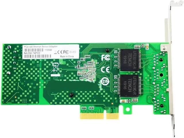 Alt view image 3 of 4 - NA350-T4POE PCI-Ex4 4-Port Gigabit Ethernet Server Adapter Network Card I350AM4 chip