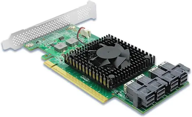 Alt view image 4 of 5 - PCIe3.0 X16 to 4 X U.2 NVMe SSD Switch Adapter with PLX8747 ControllerDoesn't Require The Motherboard Bifurcation