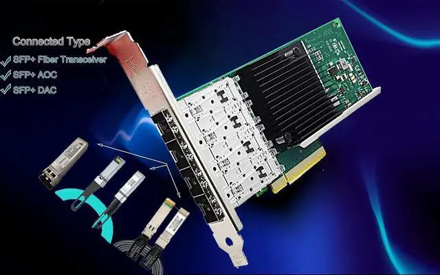 Alt view image 3 of 4 - 10Gb PCI-E Network Card X710DA4 Quad SFP+ LC Port Ethernet LAN Adapter Server X710-DA4, PCIE x8,x16 for Windows Server
