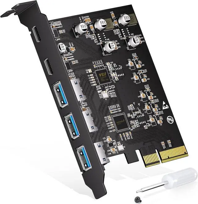 Main image of 10Gbps PCIe USB 3.2 Gen 2 Card, 5-Port USB Expansion Card with 2 USB C & 3 USB-A Ports, PCI Express 3.0 x4 Adapter for Desktop PC, External SSD, VR Headset, Workstation, Data Transfer Only