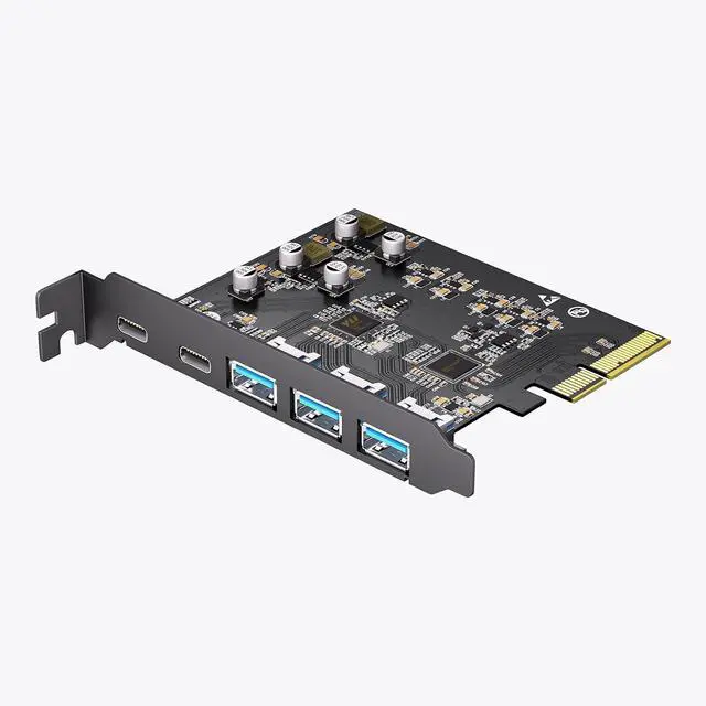 Alt view image 2 of 5 - 10Gbps PCIe USB 3.2 Gen 2 Card, 5-Port USB Expansion Card with 2 USB C & 3 USB-A Ports, PCI Express 3.0 x4 Adapter for Desktop PC, External SSD, VR Headset, Workstation, Data Transfer Only