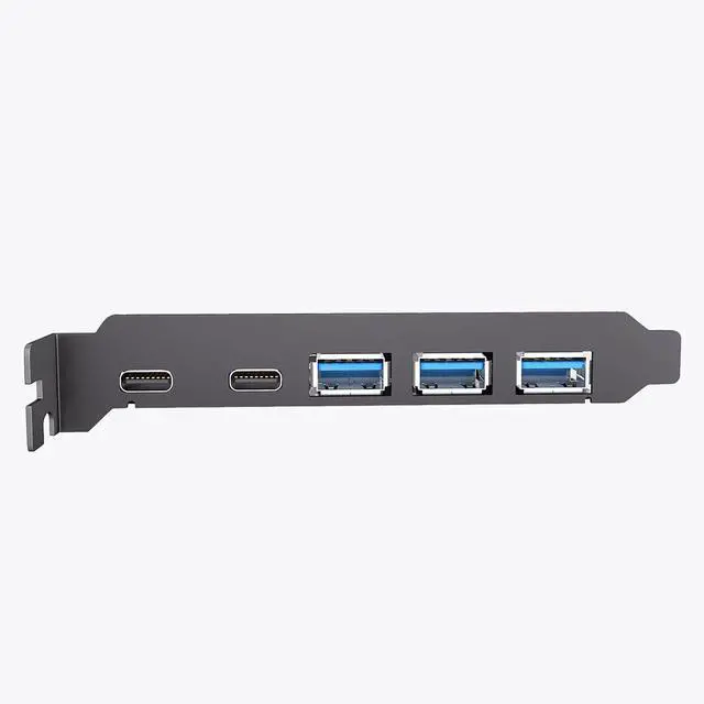 Alt view image 5 of 5 - 10Gbps PCIe USB 3.2 Gen 2 Card, 5-Port USB Expansion Card with 2 USB C & 3 USB-A Ports, PCI Express 3.0 x4 Adapter for Desktop PC, External SSD, VR Headset, Workstation, Data Transfer Only