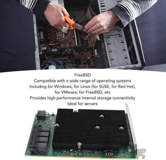 Alt view image 3 of 7 - LSI HBA Raid Controllers, LSI SAS 9300 16I HBA Card 12Gbps 16 SATA SAS Port HBA Controller Card for for Linux for VMware for Freebsd