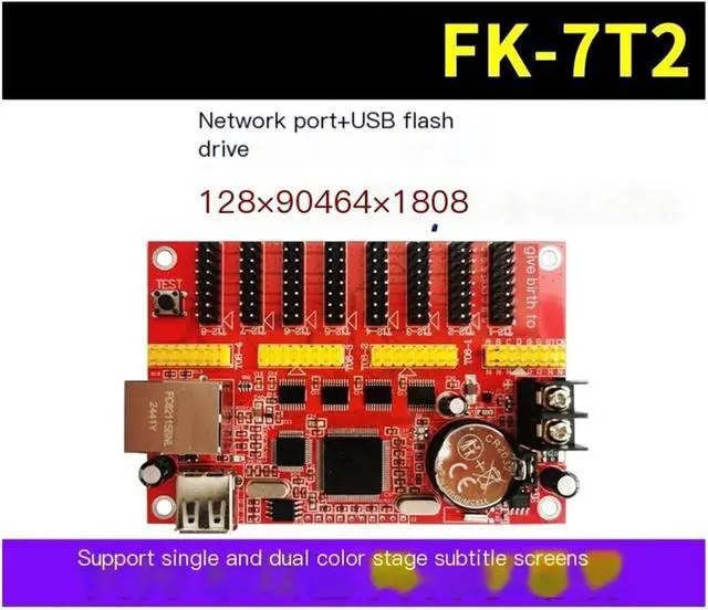 Alt view image 2 of 5 - Control Card FK-7T2 Network Port Network USB Flash Drive Opera Stage subtitle Screen Single and Double Color LED Display 7T2