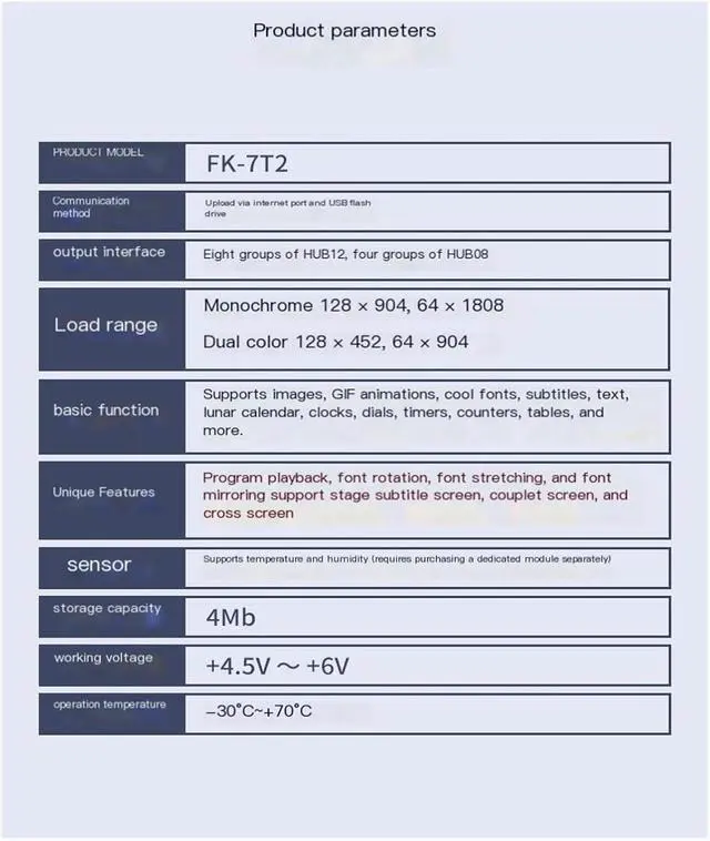 Alt view image 4 of 5 - Control Card FK-7T2 Network Port Network USB Flash Drive Opera Stage subtitle Screen Single and Double Color LED Display 7T2