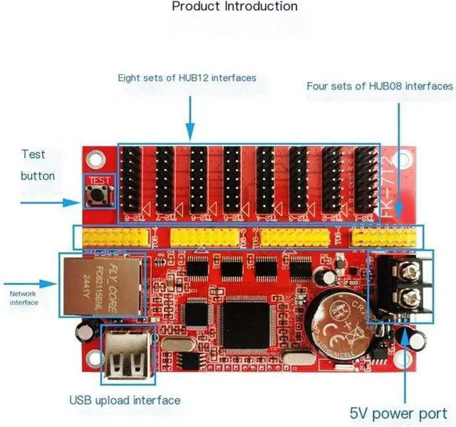 Alt view image 5 of 5 - Control Card FK-7T2 Network Port Network USB Flash Drive Opera Stage subtitle Screen Single and Double Color LED Display 7T2