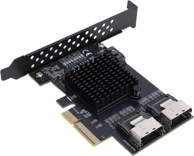 Alt view image 4 of 7 - PCIe to Serial ATA Card, PCI Express 4X to 2 Port SFF 8087 and 1 Port Serial ATA 3.0 Expansion Card with Low Power Consumption, for NAS Desktop Server PC