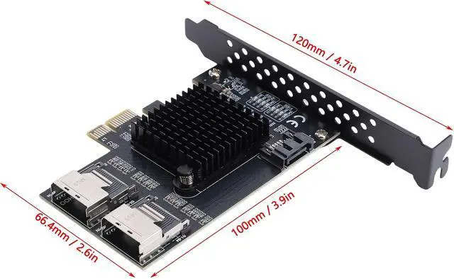 Alt view image 7 of 7 - PCIe to 2 Port SFF8087 Expansion Card, Serial ATA 3.0 6Gbps Adapter with 9 Ports for NAS Desktop Server, Support