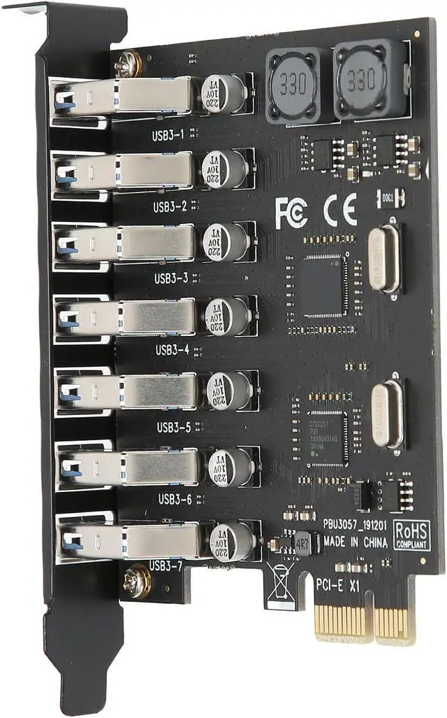Alt view image 7 of 7 - 7 Port USB 3.0 Expan Card, PCI to USB 3.0 A, Speed 5Gbps Self ed Control Board, Compatible with/for Desktop PC, Includes Driver CD and Ss