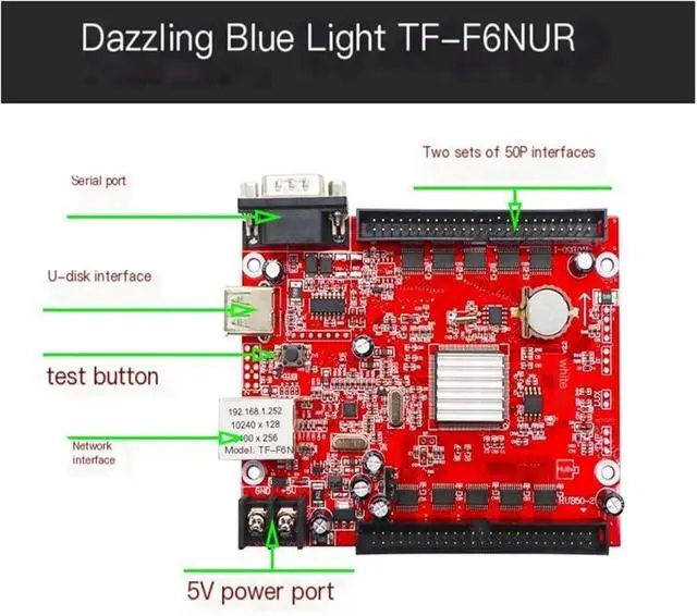 Alt view image 4 of 5 - Control Card TF-F6NUR Network Port Card U Disk Serial Port Single and Double Color led Display E6NUR F6NUR