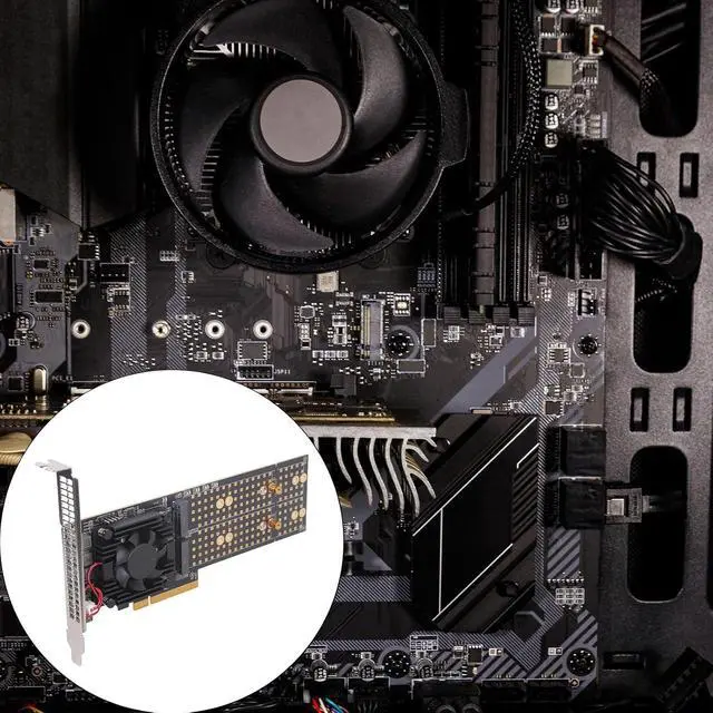 Alt view image 2 of 7 - 4 HDDs Expansion Card Plugs and Play Installation PCIe3.0 Switches Chip Thermals Management Double Height Not BIOS Split PCIe Adapters