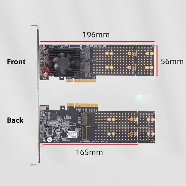 Alt view image 3 of 7 - 4 HDDs Expansion Card Plugs and Play Installation PCIe3.0 Switches Chip Thermals Management Double Height Not BIOS Split PCIe Adapters