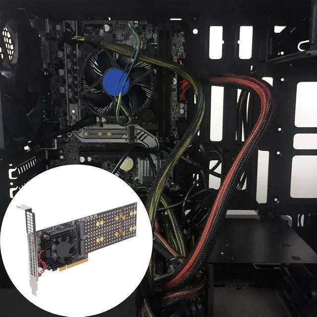 Alt view image 4 of 7 - 4 HDDs Expansion Card Plugs and Play Installation PCIe3.0 Switches Chip Thermals Management Double Height Not BIOS Split PCIe Adapters