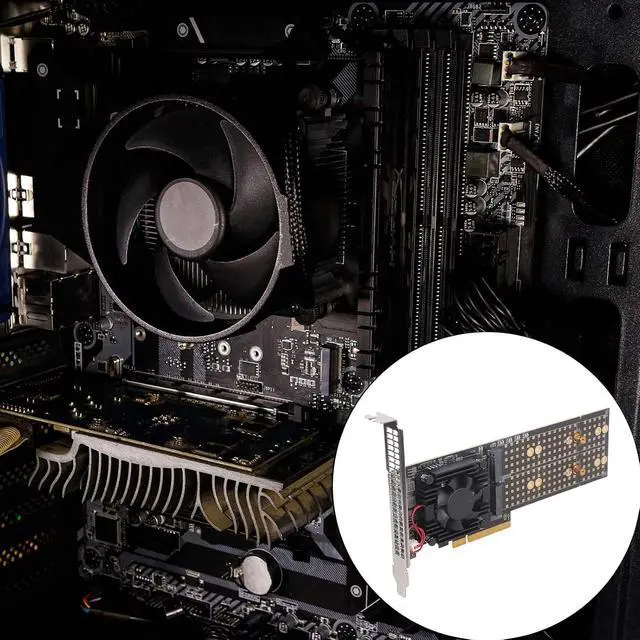 Alt view image 6 of 7 - 4 HDDs Expansion Card Plugs and Play Installation PCIe3.0 Switches Chip Thermals Management Double Height Not BIOS Split PCIe Adapters