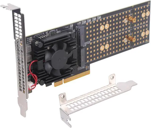 Alt view image 7 of 7 - 4 HDDs Expansion Card Plugs and Play Installation PCIe3.0 Switches Chip Thermals Management Double Height Not BIOS Split PCIe Adapters