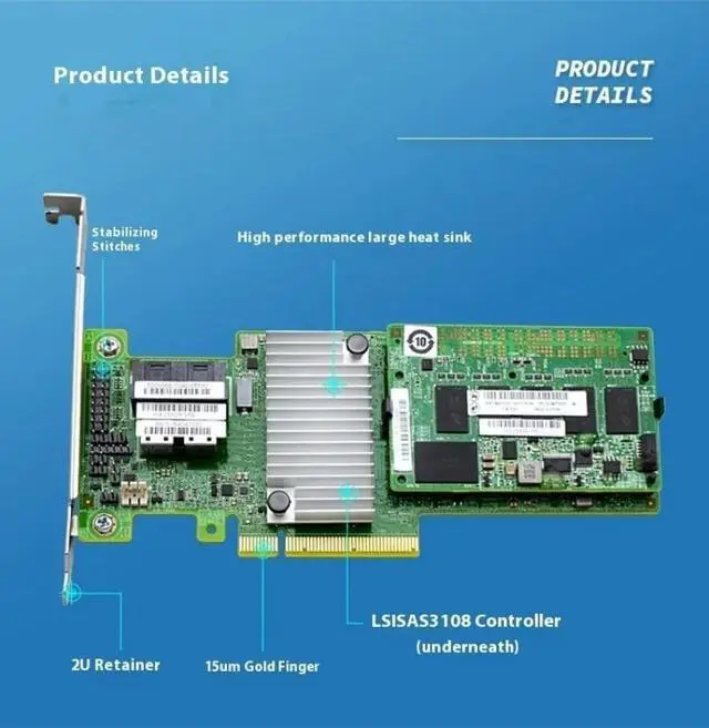Alt view image 5 of 6 - LSI MegaRAID SAS 9364-8i 03T6792 1GB Cache 12G SAS RAID Controller Card