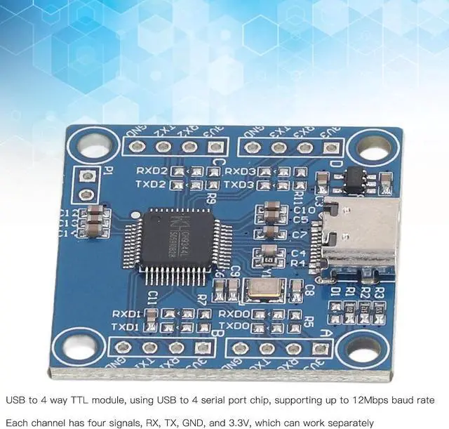 Alt view image 6 of 7 - 10PCS Pack of USB to 4 Way TTL Module CH9344 12Mbps Baud Rate UART Serial Port Module UART Transceiver 3.3V